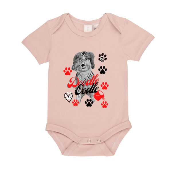  Cool Paw Prints N Hearts Doodle Oodle Baby Organic Bodysuit a beautiful Unique Gift with Doodles & Oodles of Love Thumbnail
